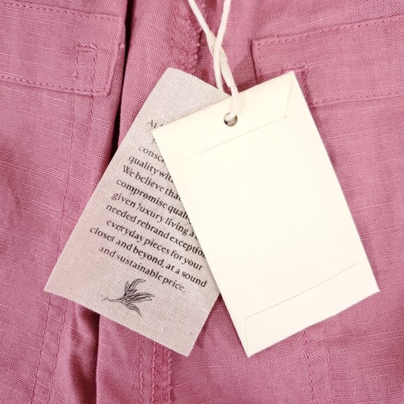 NWT Lintico Womens Large Linen Simple Button Fly Trousers HEIDI Raspberry Pink - Picture 11 of 16